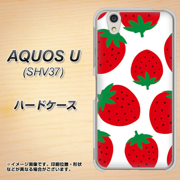 AQUOS U SHV37 au SC818 大きいイチゴ模様レッド ハードケース 背面印刷