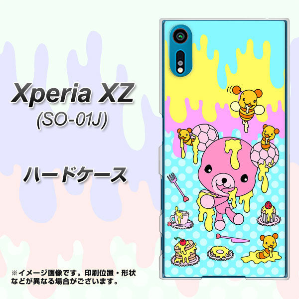 Xperia XZ SO-01J docomo AG821 ハニベア（水玉水色） ハードケース 背面印刷