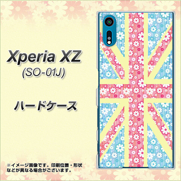 Xperia XZ SO-01J docomo EK895 ユニオンジャックパステルフラワー ハードケース 背面印刷