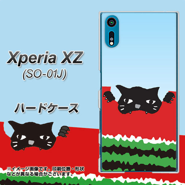 Xperia XZ SO-01J docomo IA815 すいかをかじるネコ(大) ハードケース 背面印刷