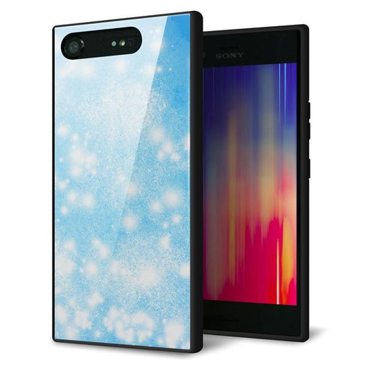 Xperia XZ1 SO-01K docomo 強化ガラス＆TPUスマホケース ガラプリ【YJ289 デザインブルー】