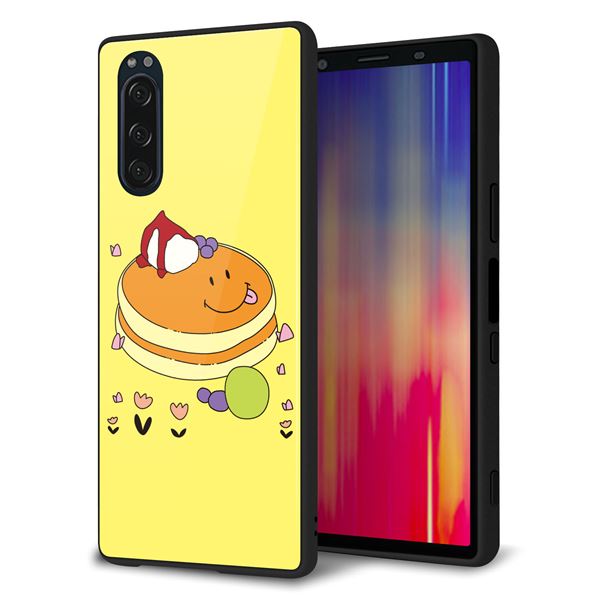Xperia 5 SO-01M docomo 強化ガラス＆TPUスマホケース ガラプリ【MA901 パンケーキ】