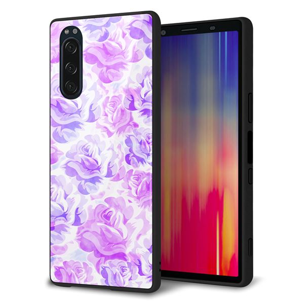 Xperia 5 SO-01M docomo 強化ガラス＆TPUスマホケース ガラプリ【SC929 ローズ パープル】
