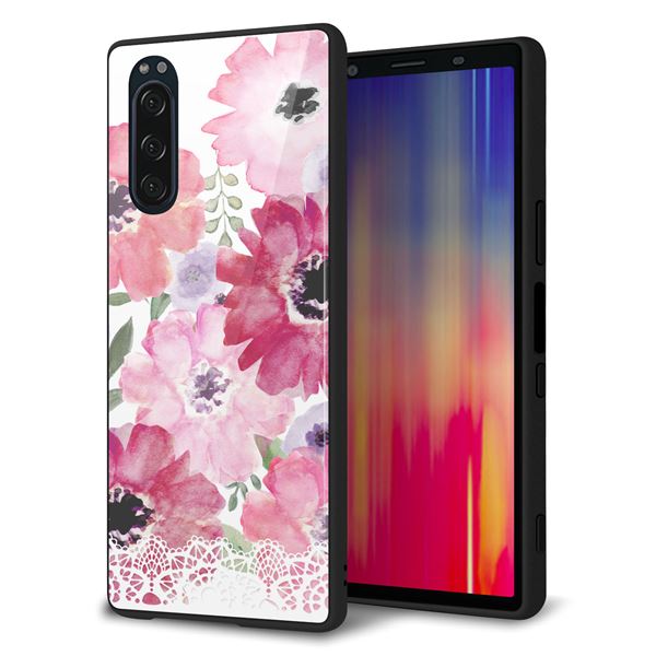 Xperia 5 SO-01M docomo 強化ガラス＆TPUスマホケース ガラプリ【SC943 ドゥ・パフューム１】