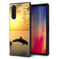 Xperia 5 SO-01M docomo 強化ガラス＆TPUスマホケース ガラプリ【VA845 夕暮れのドルフィン】