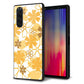 Xperia 5 SO-01M docomo 強化ガラス＆TPUスマホケース ガラプリ【VA959 重なり合う花　オレンジ】