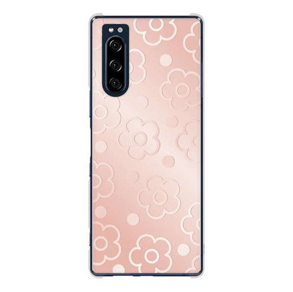 Xperia 5 SO-01M docomo エンボス風デイジーシンプル ハードケース 背面印刷