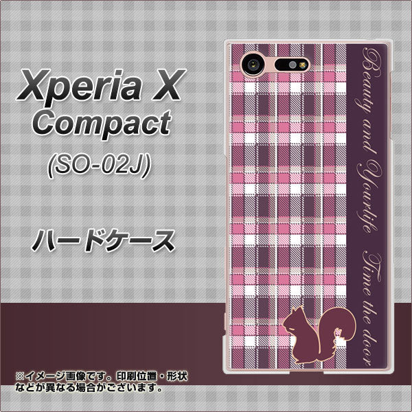 Xperia X Compact SO-02J docomo 519 チェック柄にリス ハードケース 背面印刷