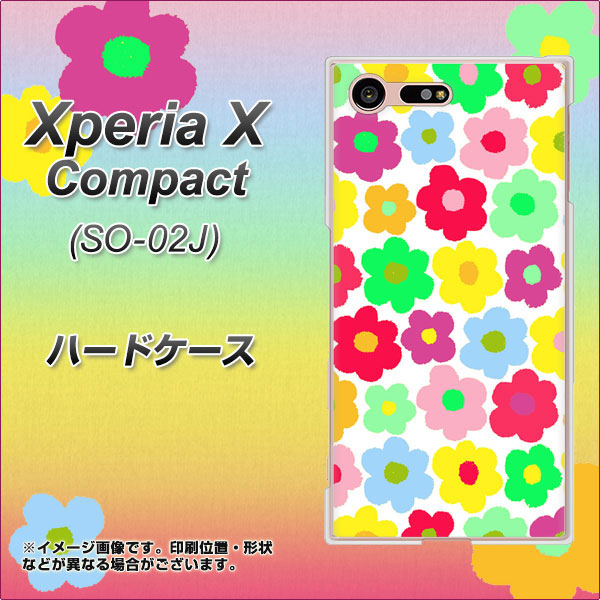 Xperia X Compact SO-02J docomo 758 ルーズフラワーカラフル ハードケース 背面印刷