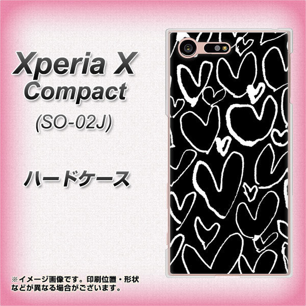 Xperia X Compact SO-02J docomo 1124 ハート BK＆WH ハードケース 背面印刷