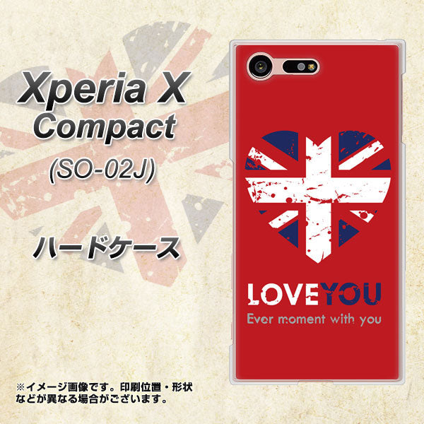 Xperia X Compact SO-02J docomo SC804 ユニオンジャック ハートビンテージレッド ハードケース 背面印刷