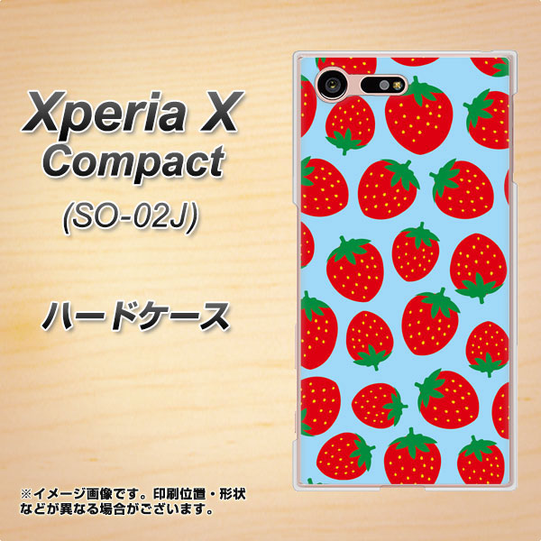 Xperia X Compact SO-02J docomo SC814 小さいイチゴ模様 レッドとブルー ハードケース 背面印刷