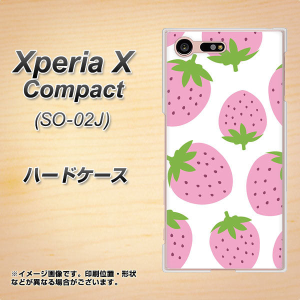 Xperia X Compact SO-02J docomo SC816 大きいイチゴ模様 ピンク ハードケース 背面印刷