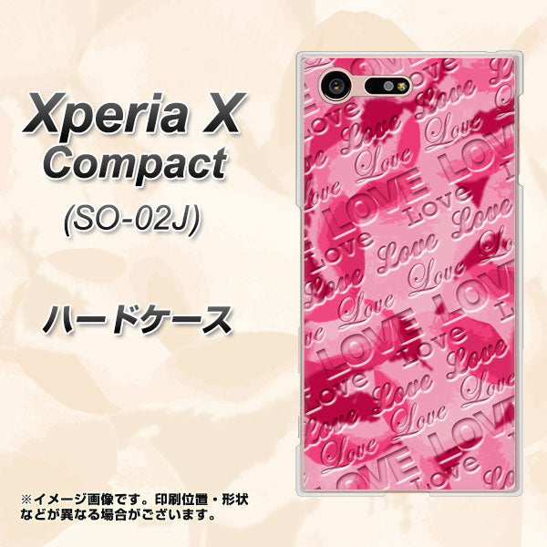 Xperia X Compact SO-02J docomo SC845 フラワーヴェルニLOVE濃いピンク（ローズアンディアン） ハードケース 背面印刷