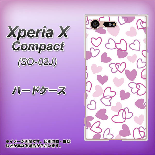 Xperia X Compact SO-02J docomo VA928 ハートがいっぱい パープル ハードケース 背面印刷