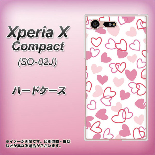 Xperia X Compact SO-02J docomo VA929 ハートがいっぱい ピンク ハードケース 背面印刷