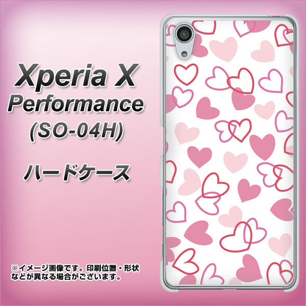 Xperia X Performance SO-04H docomo VA929 ハートがいっぱい ピンク ハードケース 背面印刷