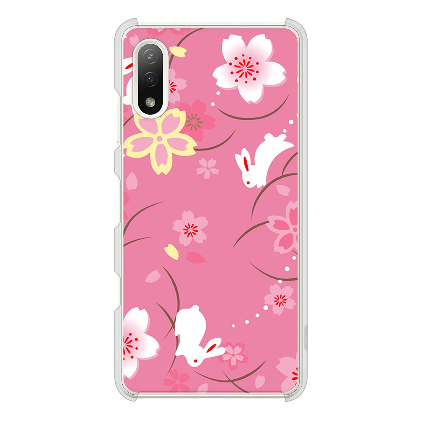 Xperia Ace II SO-41B docomo 149 桜と白うさぎ ハードケース 背面印刷