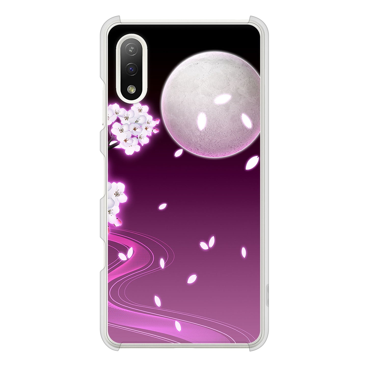 Xperia Ace II SO-41B docomo 1223 紫に染まる月と桜 ハードケース 背面印刷