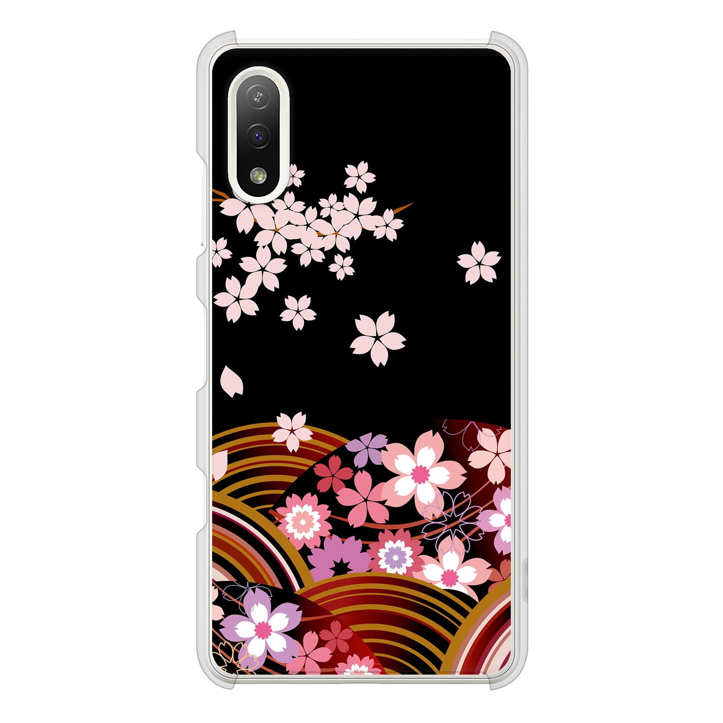 Xperia Ace II SO-41B docomo 1237 和柄＆筆文字・夜桜の宴 ハードケース 背面印刷