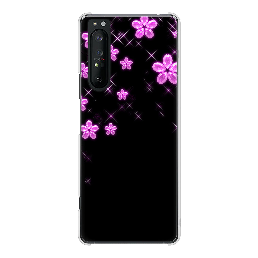 Xperia 1 II SO-51A docomo 019 桜クリスタル ハードケース 背面印刷