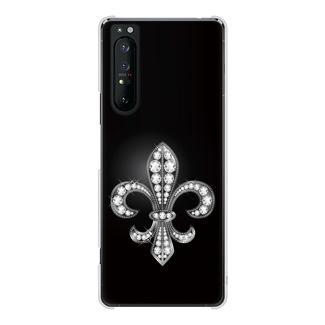Xperia 1 II SO-51A docomo 042 ラインストーン風の印刷ゴージャスユリ ハードケース 背面印刷