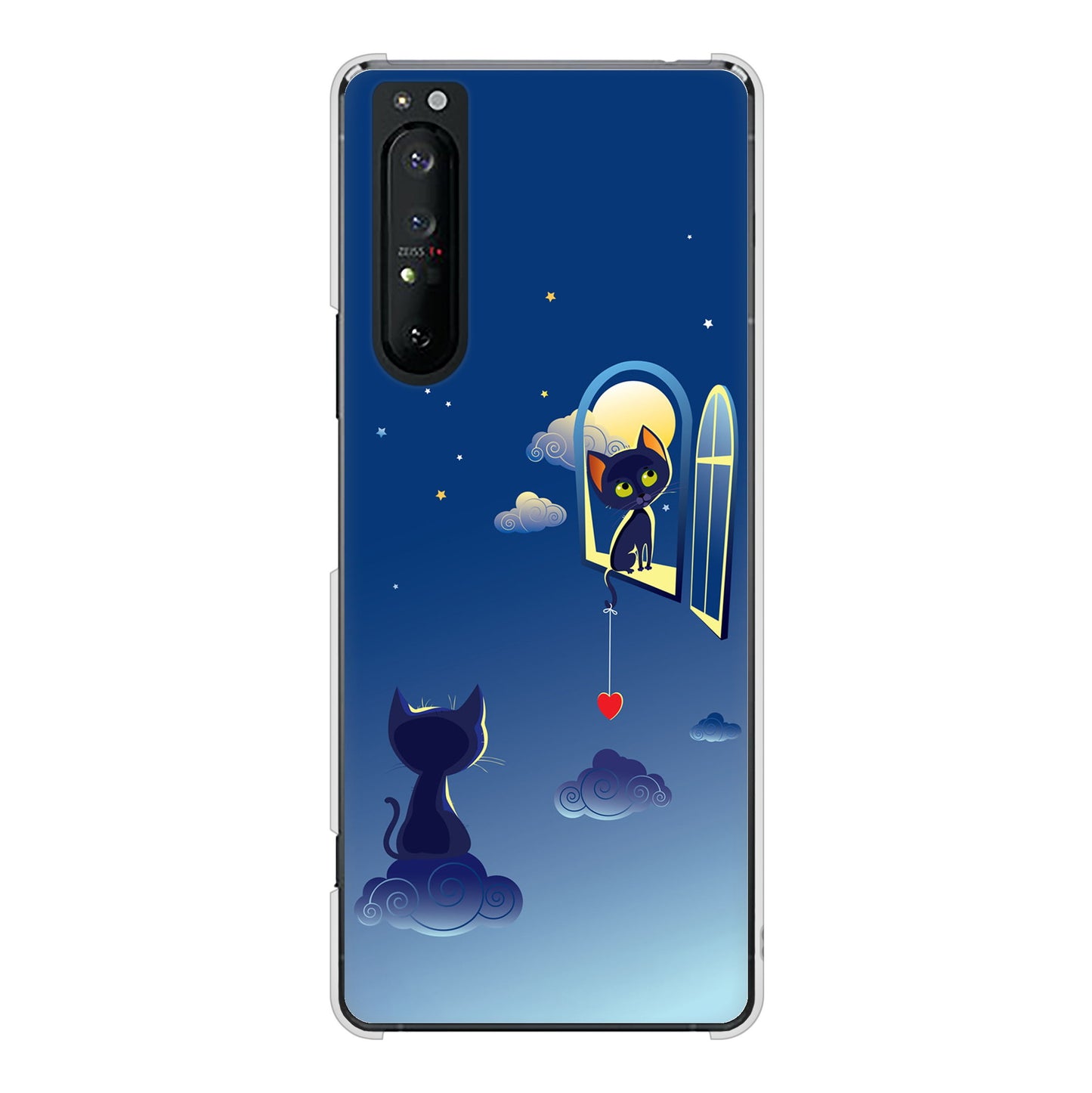 Xperia 1 II SO-51A docomo 夜とネコ ハードケース 背面印刷