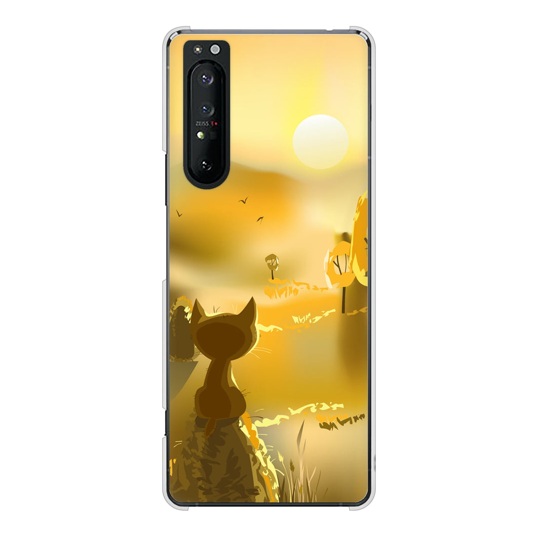 Xperia 1 II SO-51A docomo 400 たそがれの猫 ハードケース 背面印刷