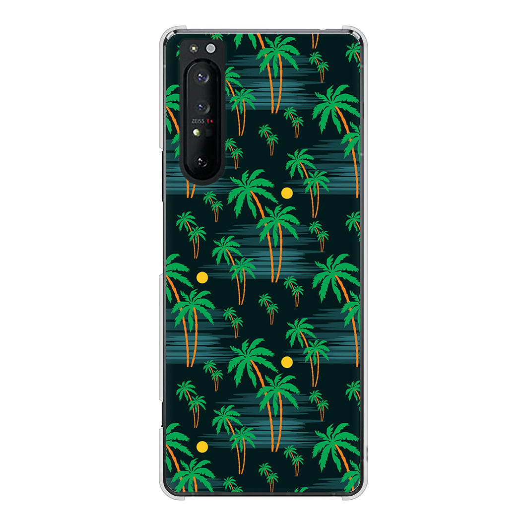 Xperia 1 II SO-51A docomo 1315 月夜とヤシ ハードケース 背面印刷