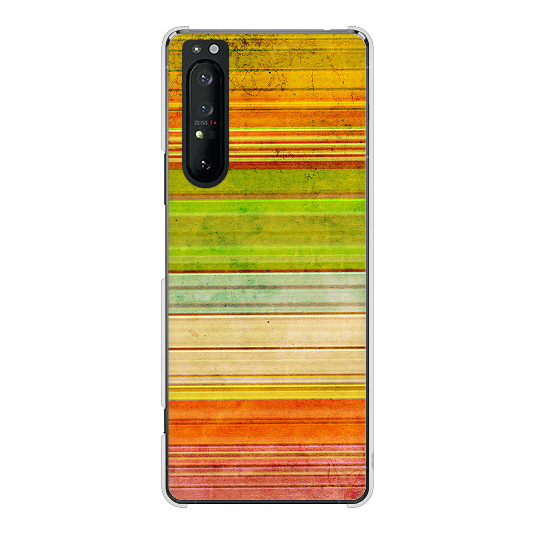 Xperia 1 II SO-51A docomo 1324 ビンテージボーダー（色彩） ハードケース 背面印刷