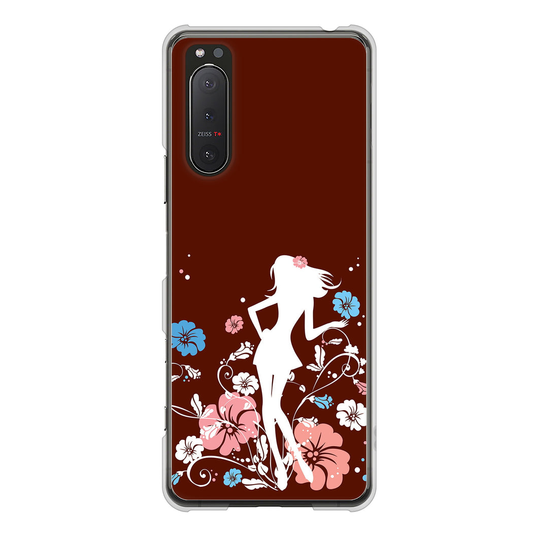 Xperia 5 II SO-52A docomo 110 ハイビスカスと少女 ハードケース 背面印刷