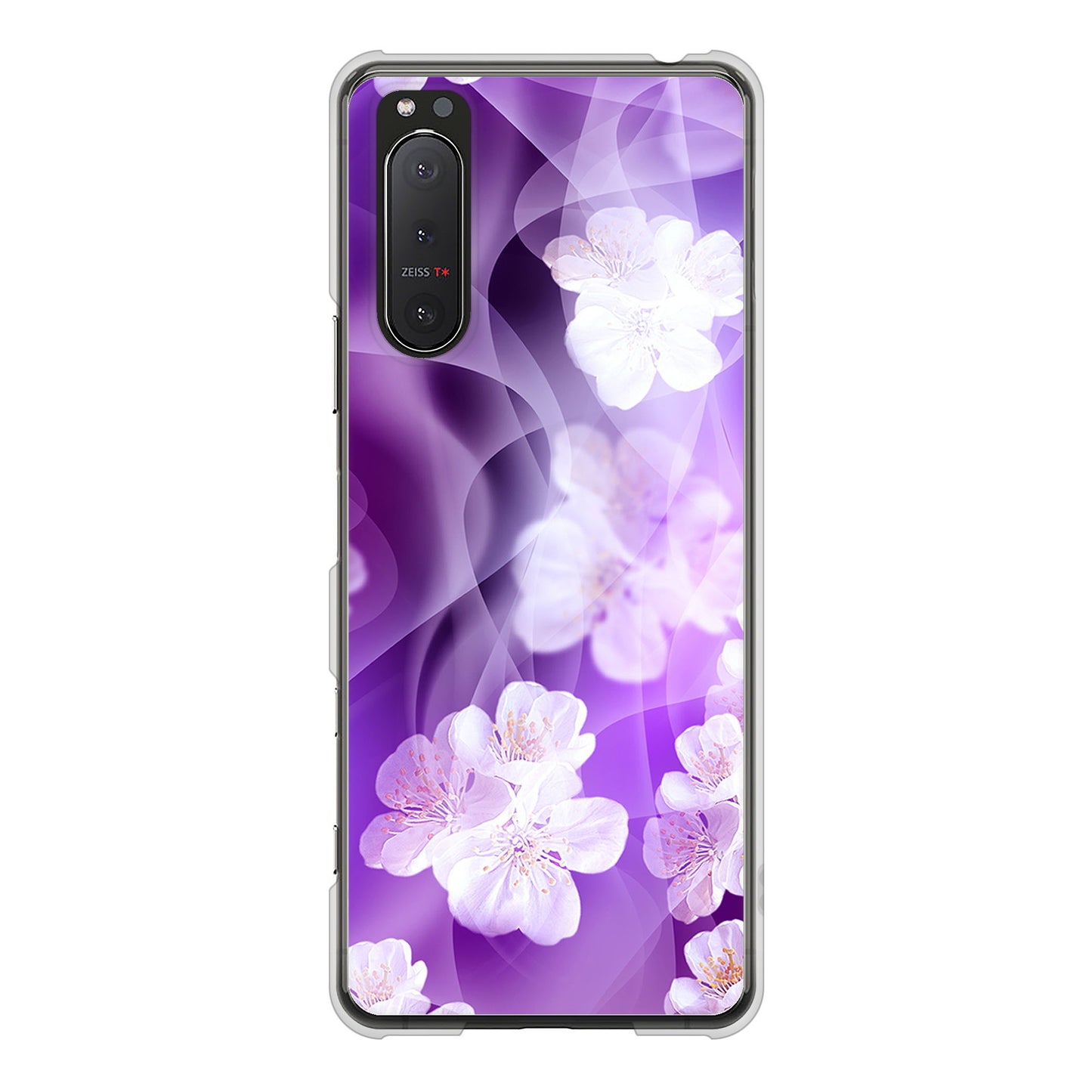 Xperia 5 II SO-52A docomo 1211 桜とパープルの風 ハードケース 背面印刷
