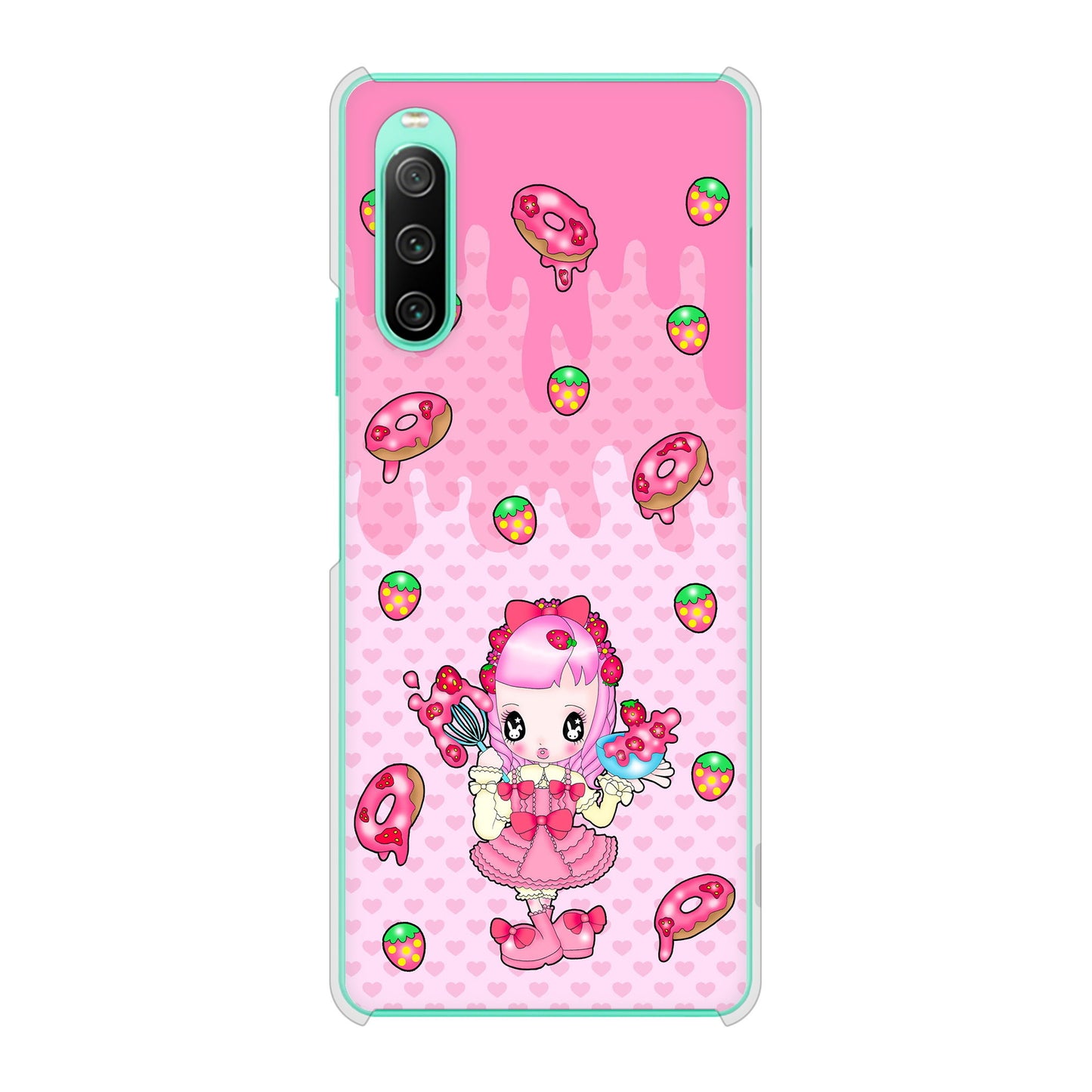 Xperia 10 IV SO-52C docomo むかいあぐる ストロベリードーナツ ハードケース 背面印刷