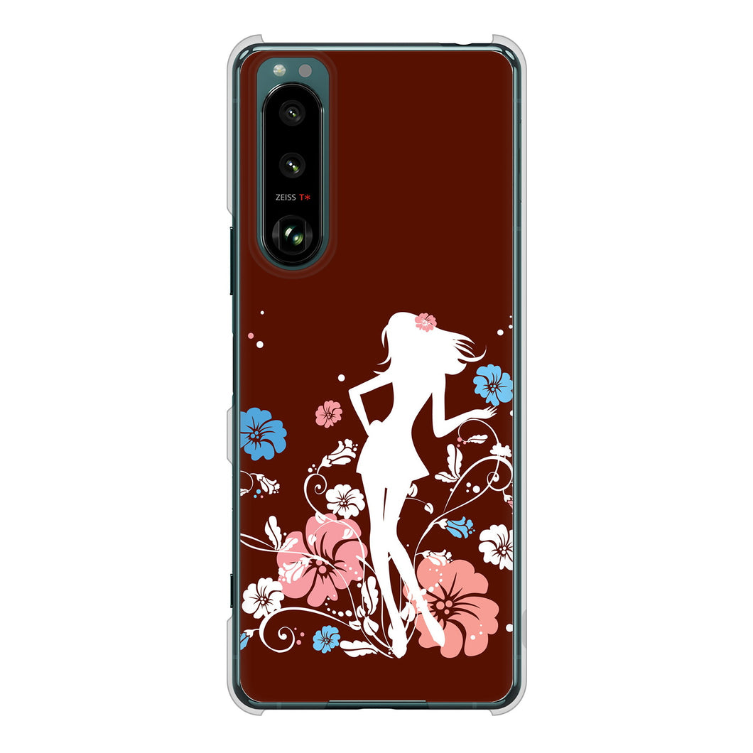 Xperia 5 III SO-53B docomo 110 ハイビスカスと少女 ハードケース 背面印刷