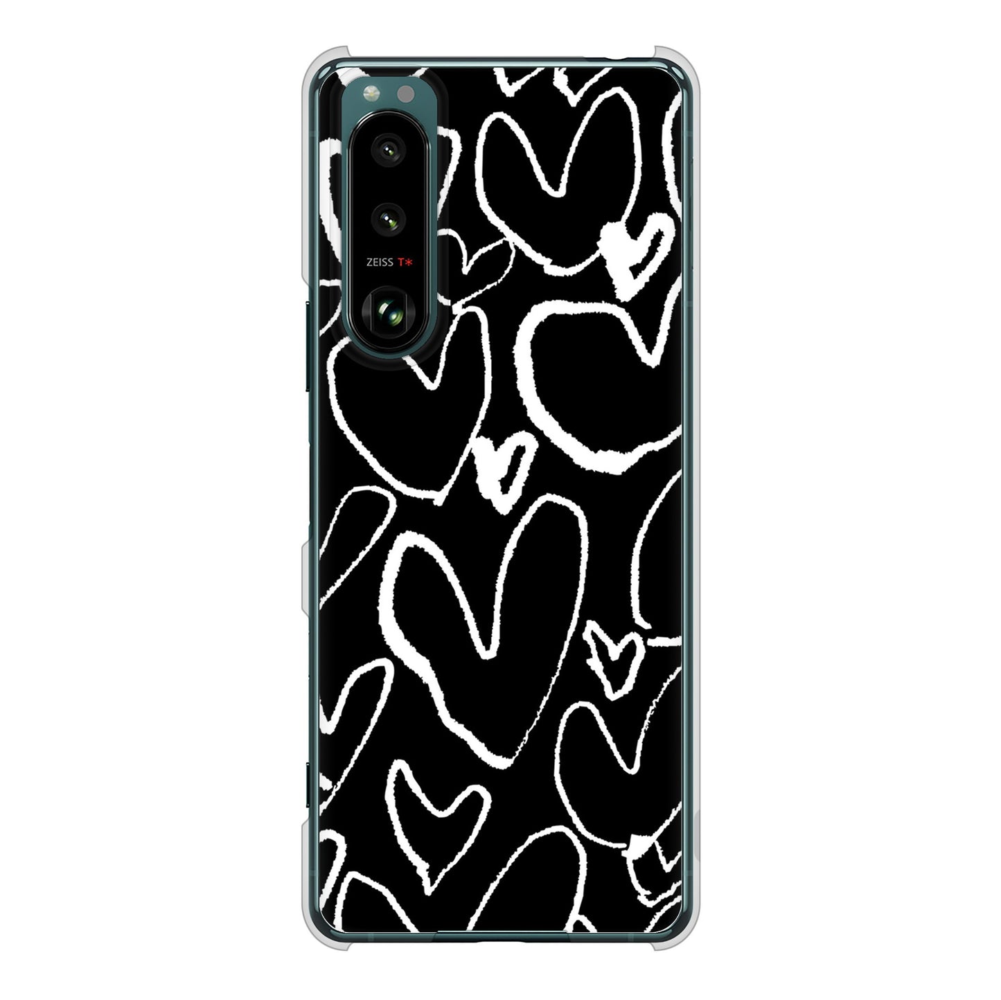 Xperia 5 III SO-53B docomo 1124 ハート BK＆WH ハードケース 背面印刷