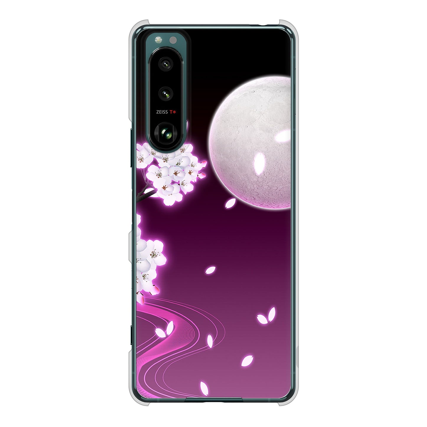 Xperia 5 III SO-53B docomo 1223 紫に染まる月と桜 ハードケース 背面印刷