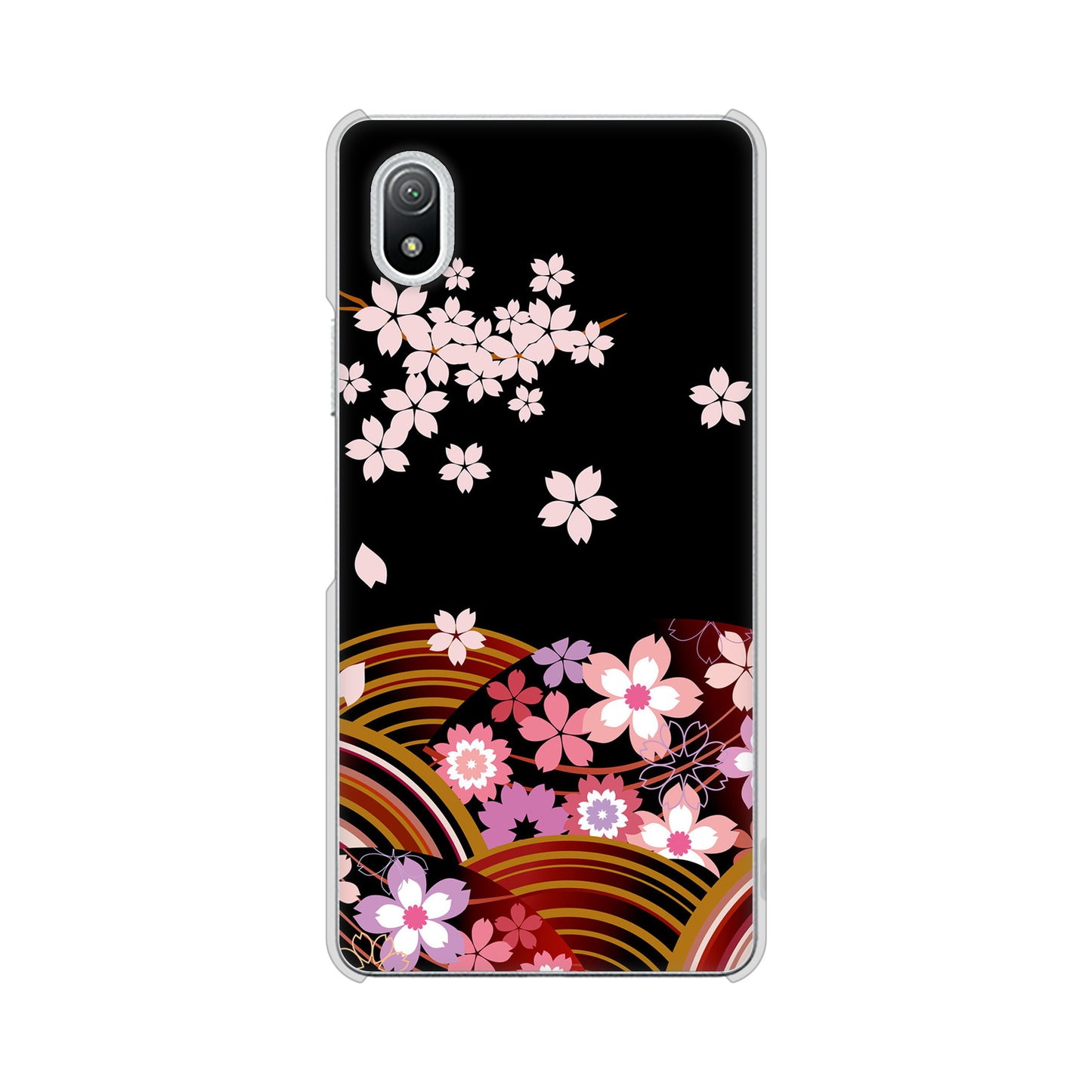 Xperia Ace III SO-53C docomo 1237 和柄＆筆文字・夜桜の宴 ハードケース 背面印刷