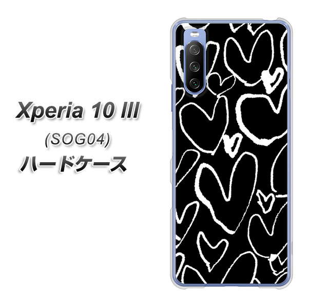 Xperia 10 III SOG04 au 1124 ハート BK＆WH ハードケース 背面印刷