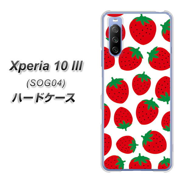 Xperia 10 III SOG04 au SC811 小さいイチゴ模様 レッド ハードケース 背面印刷
