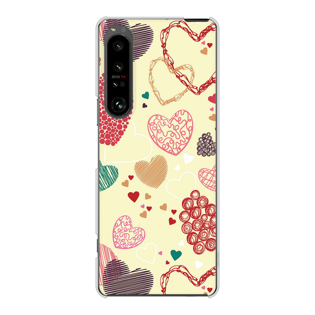 Xperia 1 V SOG10 au 480 素朴なハート ハードケース 背面印刷
