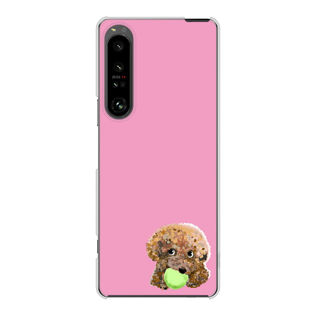 Xperia 1 V SOG10 au 高画質仕上げ 背面印刷 ハードケーストイプードル＆ボール