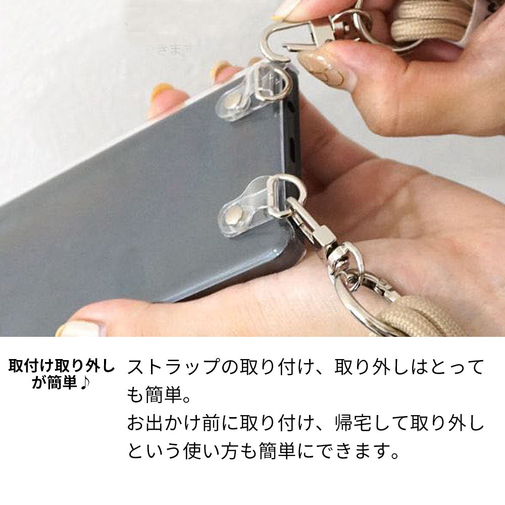 iPhone12 mini スマホショルダー 透明 クリアハードケース 3連紐ストラップ付 肩掛け