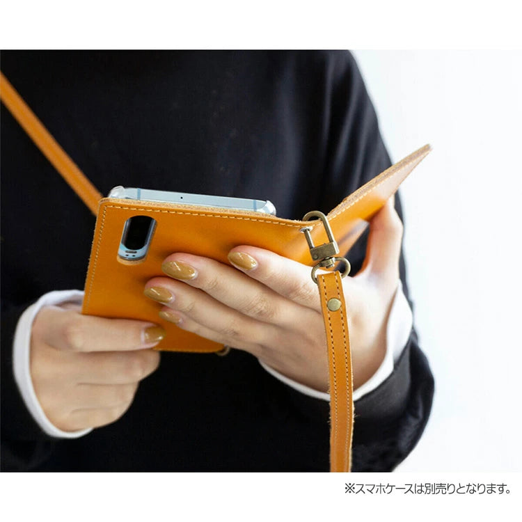 栃木レザー 本革 スマホ用ショルダーストラップ 約75～134cm