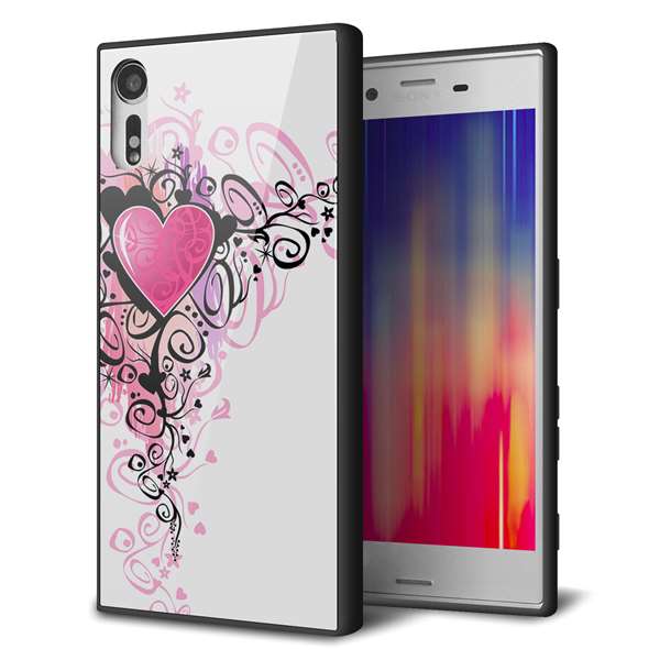 au エクスペリアXZ SOV34 強化ガラス＆TPUスマホケース ガラプリ【007 スタイリッシュハート】