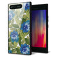au エクスペリア XZ1 SOV36 強化ガラス＆TPUスマホケース ガラプリ【SC896 ボタニカル ブルー＆リーフ】