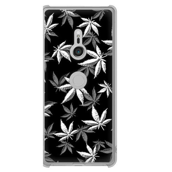 Xperia XZ3 SOV39 au 064 モノトーン大麻ブラック ハードケース 背面印刷