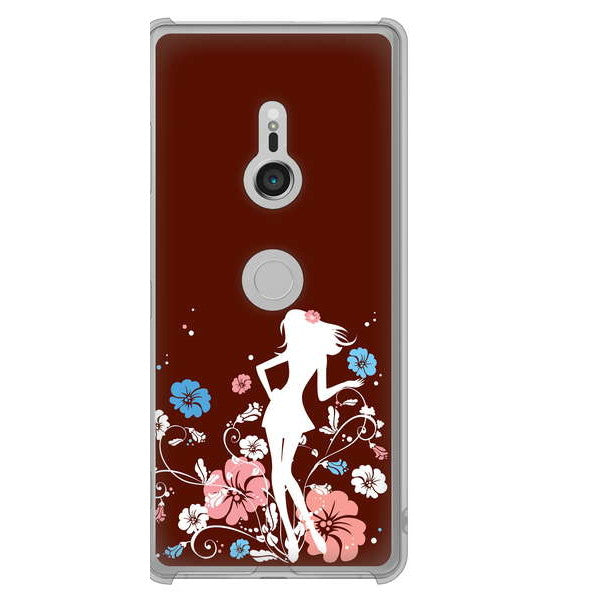 Xperia XZ3 SOV39 au 110 ハイビスカスと少女 ハードケース 背面印刷