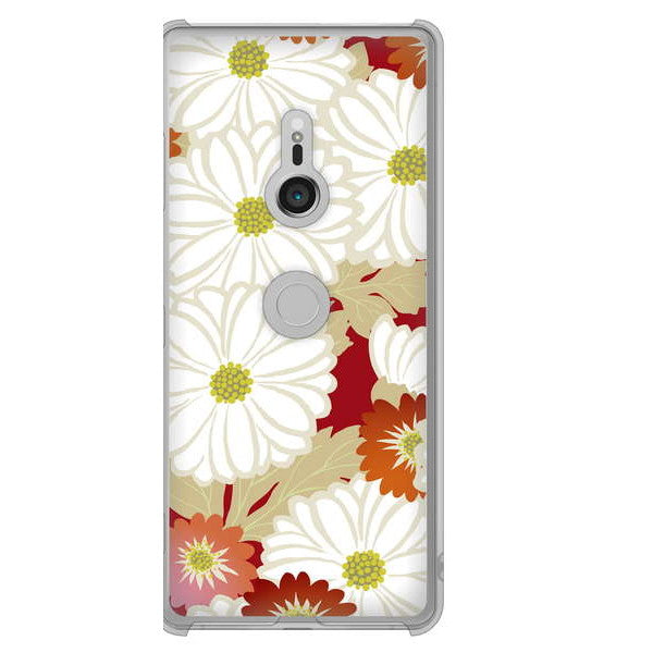 Xperia XZ3 SOV39 au 和花柄 ハードケース 背面印刷