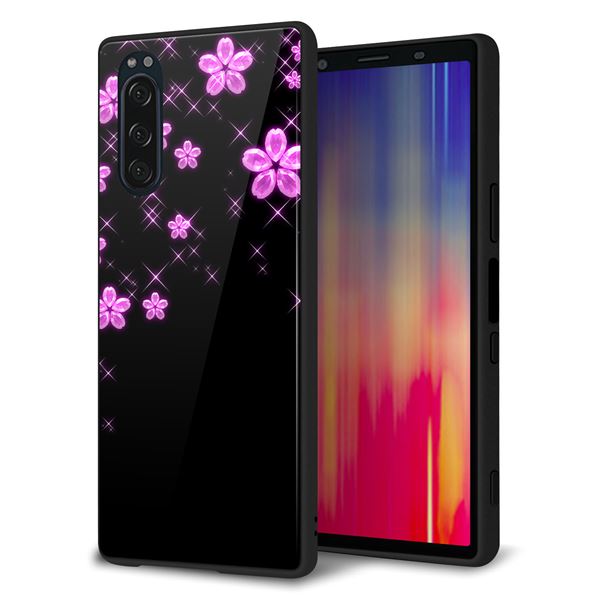 Xperia 5 SOV41 au 強化ガラス＆TPUスマホケース ガラプリ【019 桜クリスタル】
