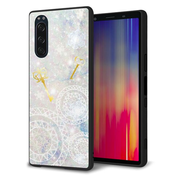 Xperia 5 SOV41 au 強化ガラス＆TPUスマホケース ガラプリ【KM881 魔法陣と鍵】